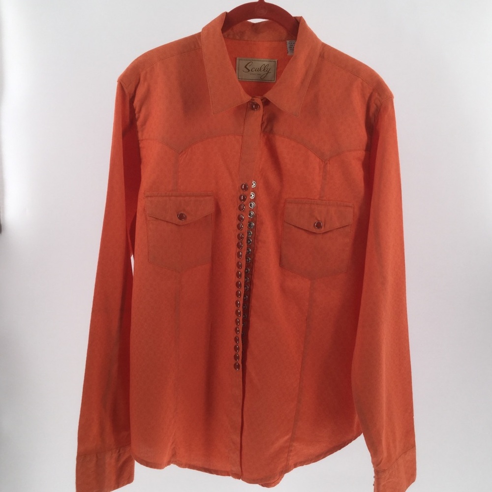Scully orange textured Western Long sleeve shirt